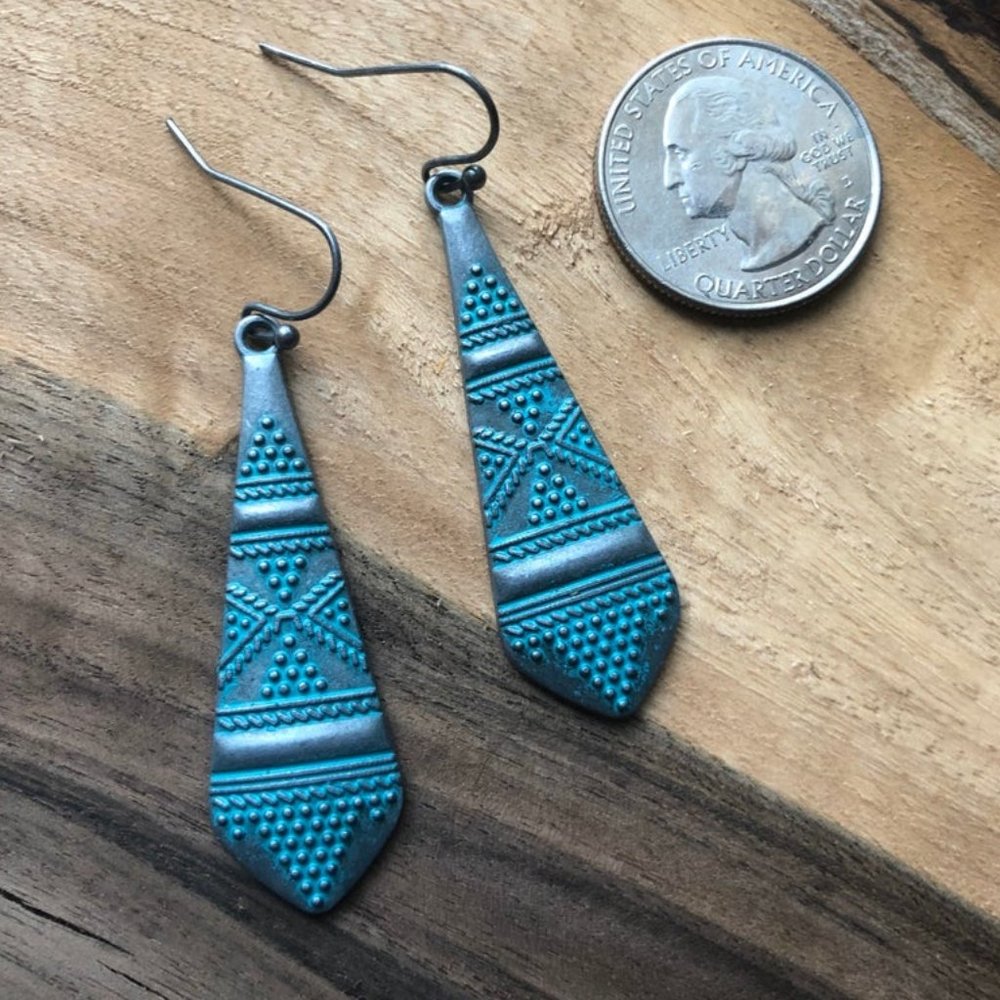 Teal Patina Earrings
